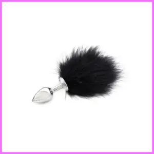 Acél anál plug puha pom-pommal-kis méret. adultsexshop-hu 1