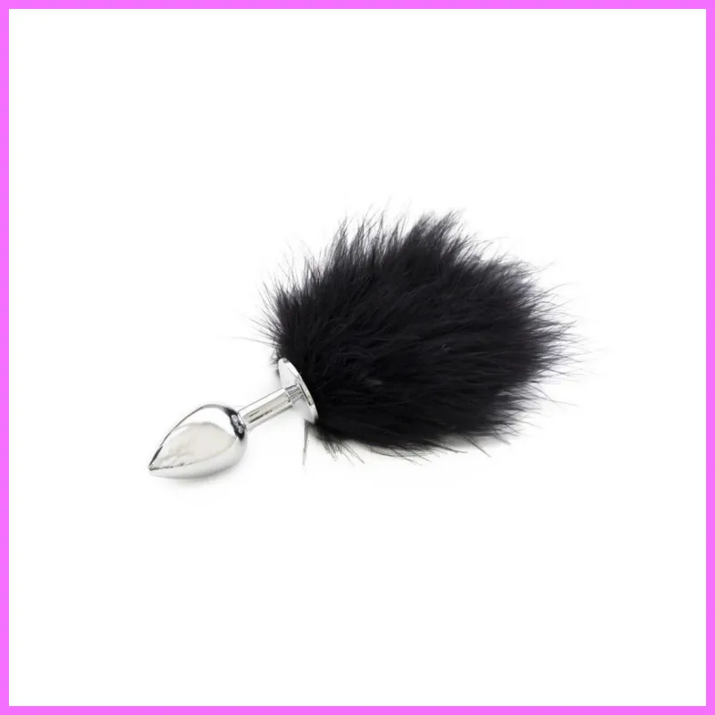 Acél anál plug puha pom-pommal-kis méret. adultsexshop-hu 1