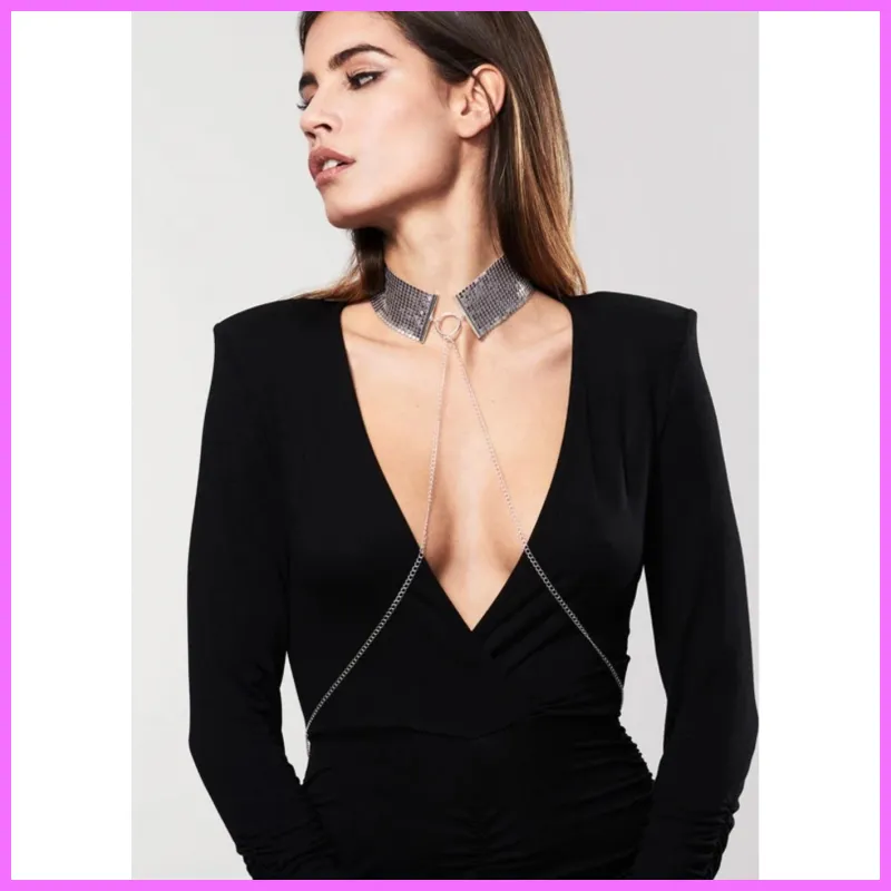 Bijoux-széles ezüst színű nyaklánc fémből. adultsexshop-hu 1