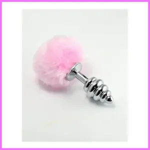 Bordás fém anál plug puha pom-pommal-kis méret. adultsexshop-hu 1