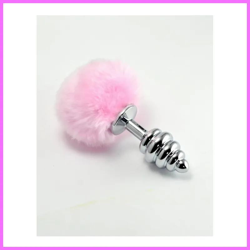 Bordás fém anál plug puha pom-pommal-kis méret. adultsexshop-hu 1