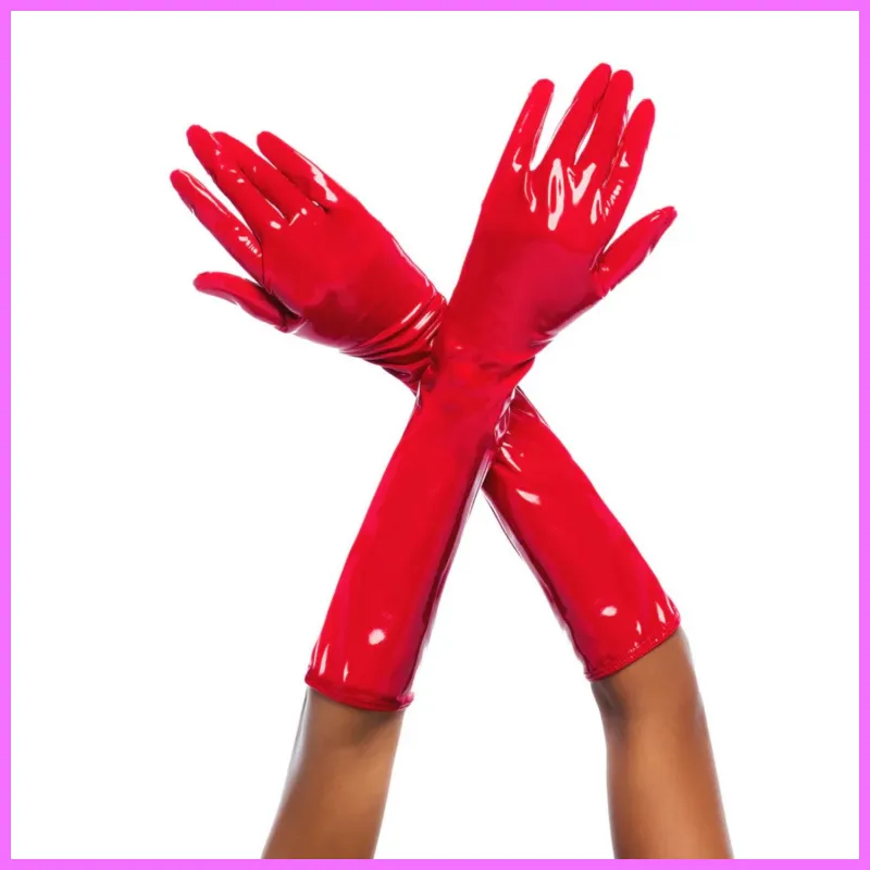 Cruella hosszú ujjú piros lakk kesztyű Méret:S/M adultsexshop-hu 2