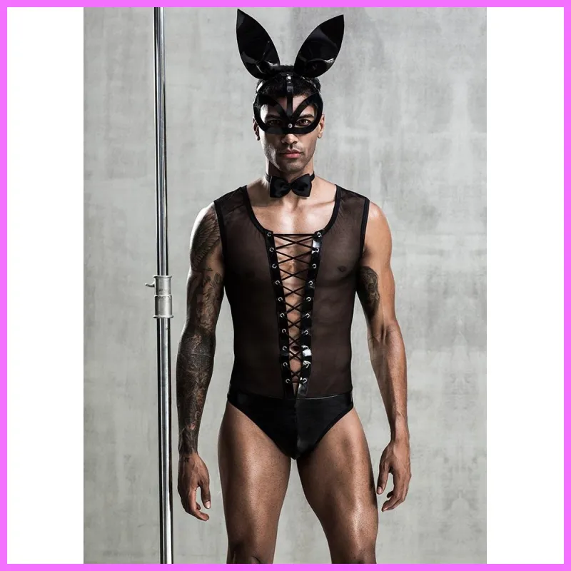 Fekete férfi nyuszi szett. Méret:M/L adultsexshop-hu 3