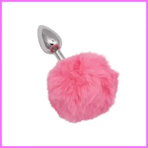 Fém anál plug puha pom-pommal-kis méret. Pink adultsexshop-hu 1