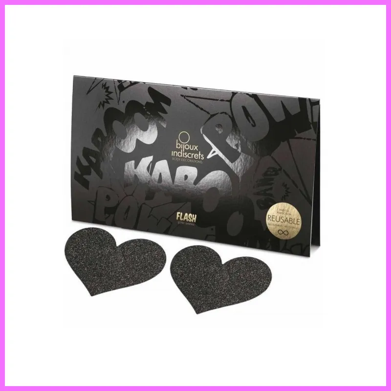 FLASH HEART Black mellbimbó dísz. adultsexshop-hu 1