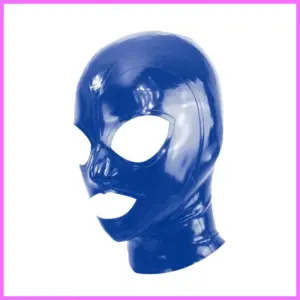 Latex Hood Open Eyes And Mouth BLUE. Méret:S adultsexshop-hu 1