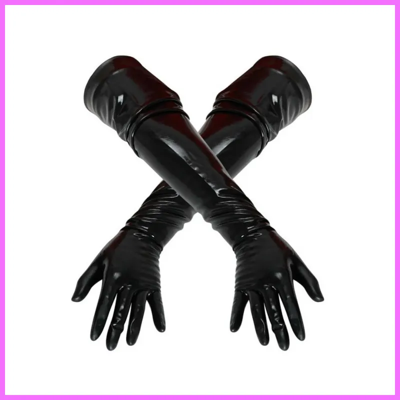 LATEX - hosszú, unisex kesztyű, fekete Méret:S adultsexshop-hu 2