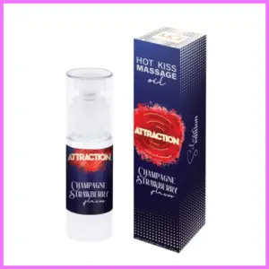 MASSAGE OIL ATTRACTION CHAMPAGNE STRAWBERRY-50ml adultsexshop-hu 1
