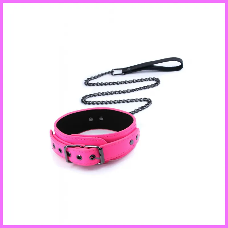 Neon Pink Electra nyakörv pórázzal. adultsexshop-hu 1