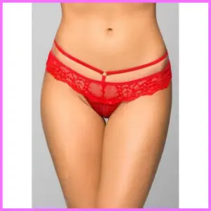 Nyitott piros bugyi pánttal. Méret: S/M adultsexshop-hu 1