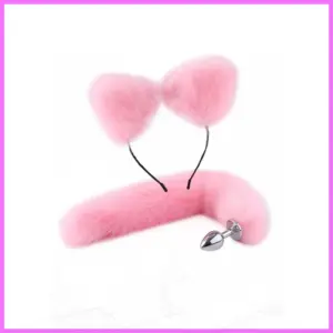 Pink cicafülek és anal plug rókafarok adultsexshop-hu 1