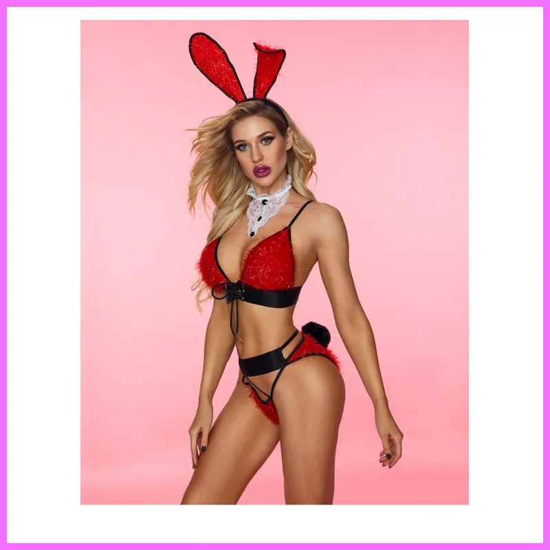 Piros nyuszi lány szett. Méret:M/L adultsexshop-hu 1