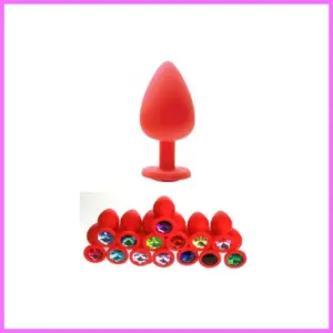 Piros szilikon anál plug csillogó véggel-nagy méret. adultsexshop-hu 1