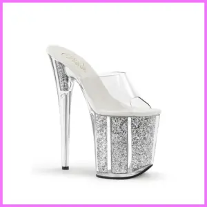 Pleaser ezüst csillámos platform papucs. 36-os adultsexshop-hu 1