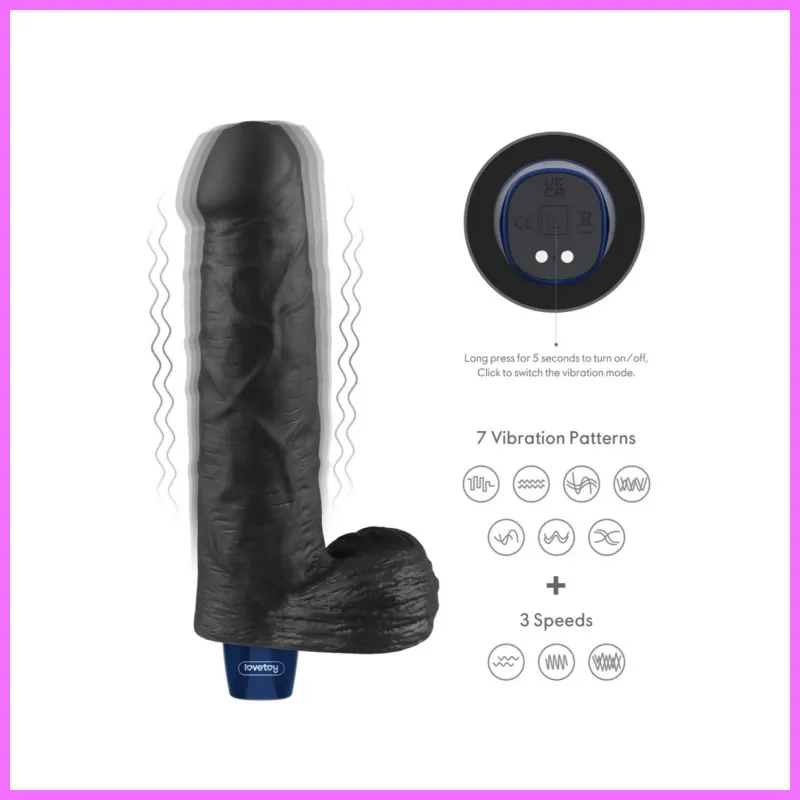 REAL SOFTEE fekete vibrator,herés,akkus -20cm adultsexshop-hu 3