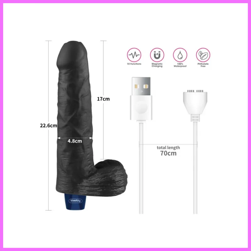 REAL SOFTEE fekete vibrator,herés,akkus -20cm adultsexshop-hu 4