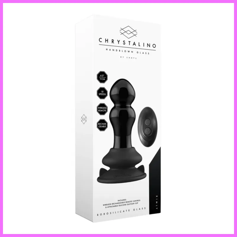 Rimly - Vibrating Glass Butt Plug with Suction Cup,akkus adultsexshop-hu 2