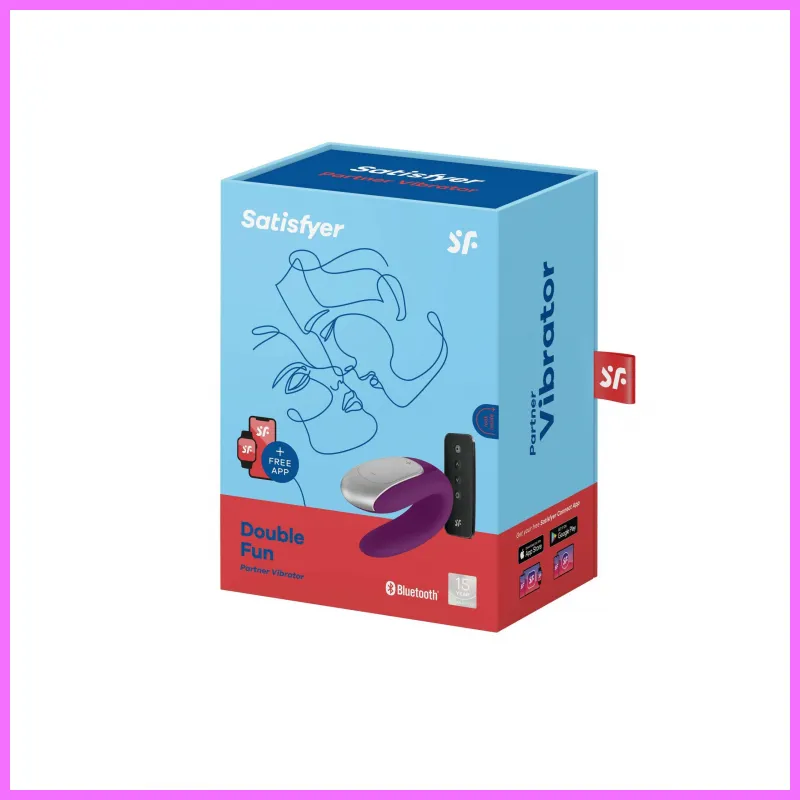Satisfyer Double Fun - okos, akkus, vízálló, rádiós párvibrátor ,lila. adultsexshop-hu 3