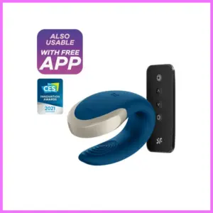 Satisfyer Double Love - okos, akkus, vízálló, rádiós párvibrátor,kék. adultsexshop-hu 1