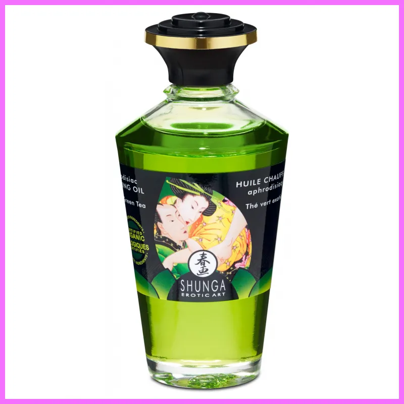 Shunga - melegítő hatású masszázsolaj,zöld tea-100ml. adultsexshop-hu 5