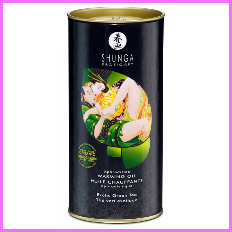 Shunga - melegítő hatású masszázsolaj,zöld tea-100ml. adultsexshop-hu 6