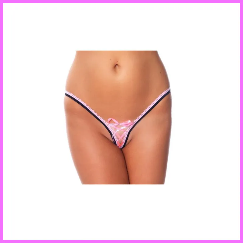 V-tanga pink-fekete. adultsexshop-hu 1