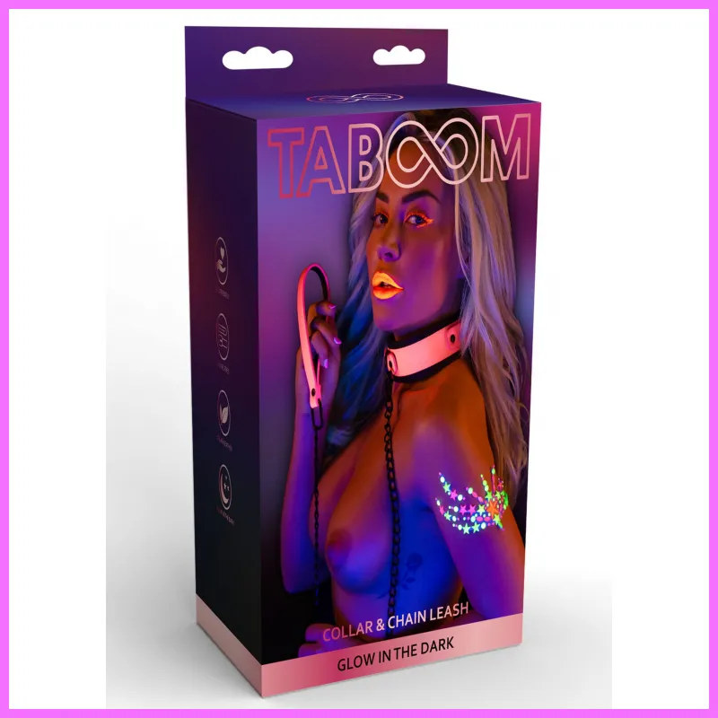 VILÁGÍT A SÖTÉTBEN- Pink nyakörv pórázzal. adultsexshop-hu 4