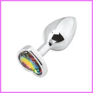 Fém anál plug csillogó szivárvány szívvel-kicsi. adultsexshop-hu 1