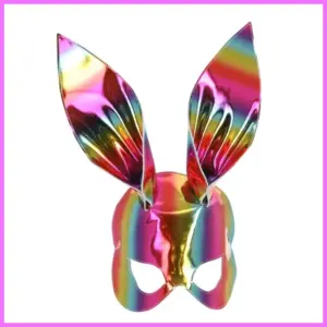 Szivárványos fémes színű nyuszi maszk. adultsexshop-hu 1
